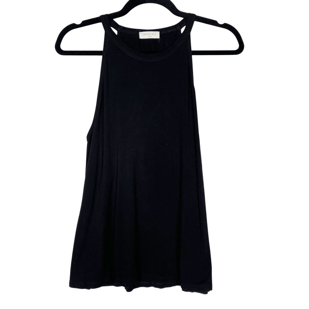 Sophie Rue Black Medium M Lace Cross Back Detail Tank Top Crew Neck ALine Womens